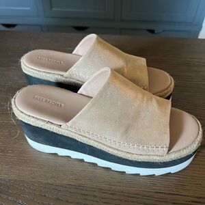 Free People Rose Gold and Black Platform Slides